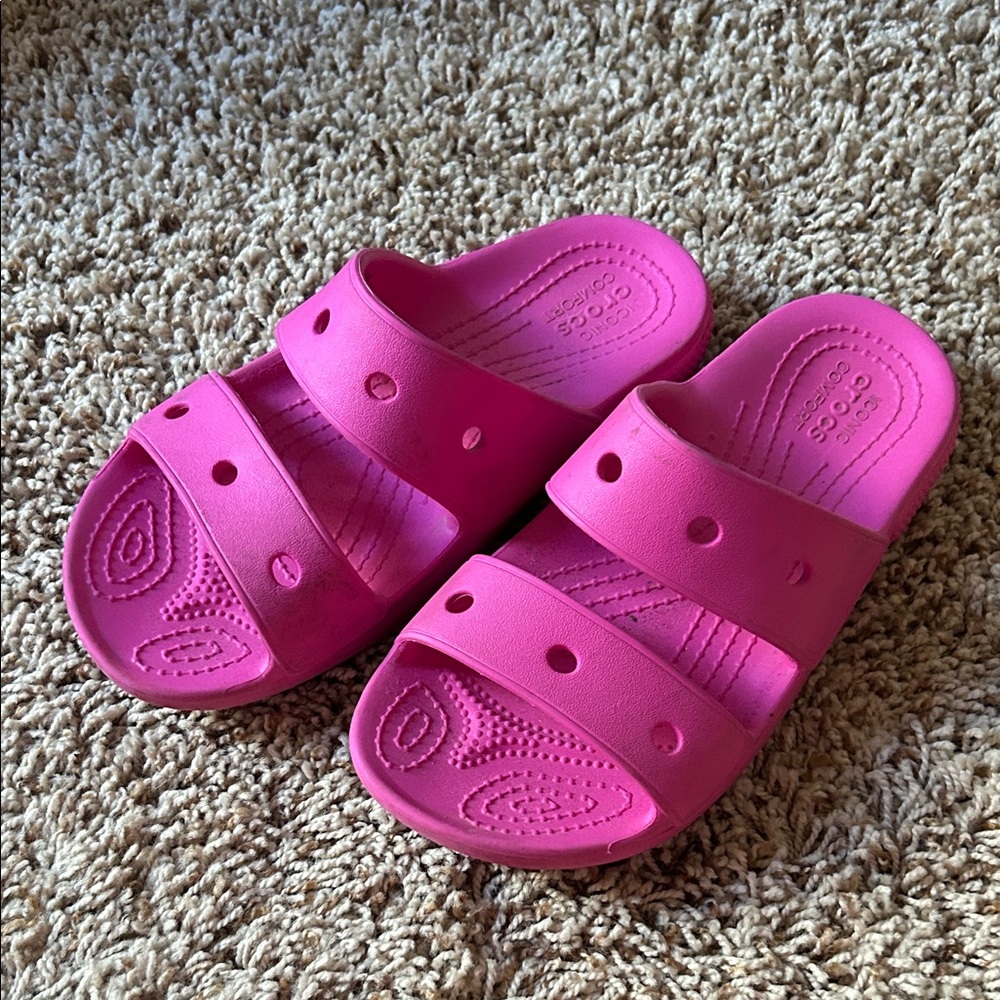 CROCS Kids Vibrant Pink Slide Sandals